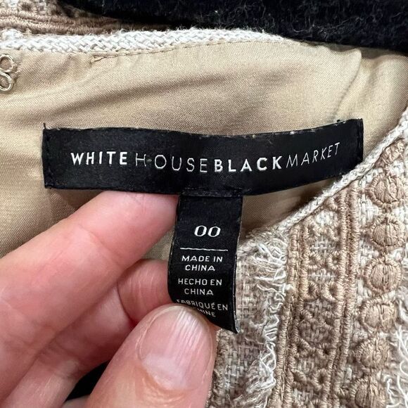 WHBM Neutral Tan Beige Tweed Shift Dress‎ - Picture 3 of 8